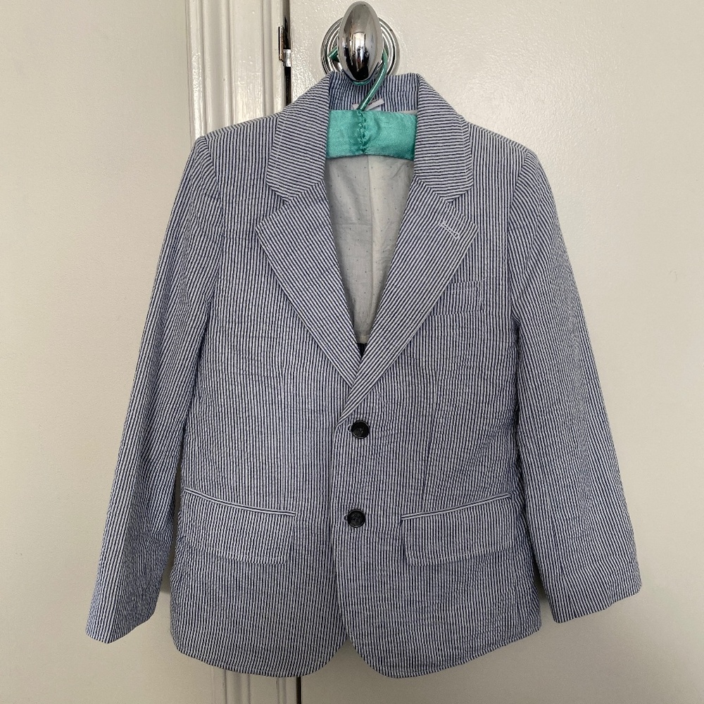 FINAL PRICE CUT B4 UNLISTING: Boys Size 5 EGG by Susan Lazar seersucker blazer